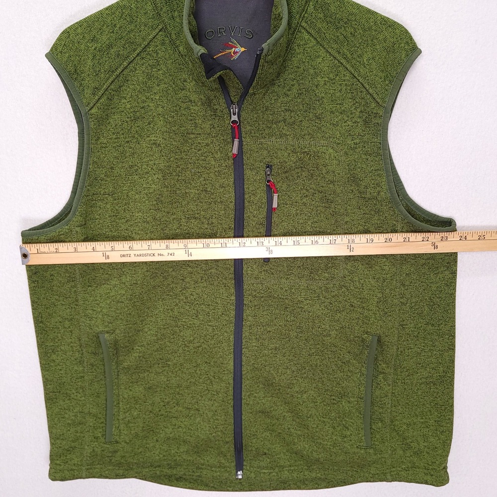 Orvis Mens XXL Green Heathered Sweater Fleece Full Zip Vest Outdoor Gorpcore - Picture 7 of 7